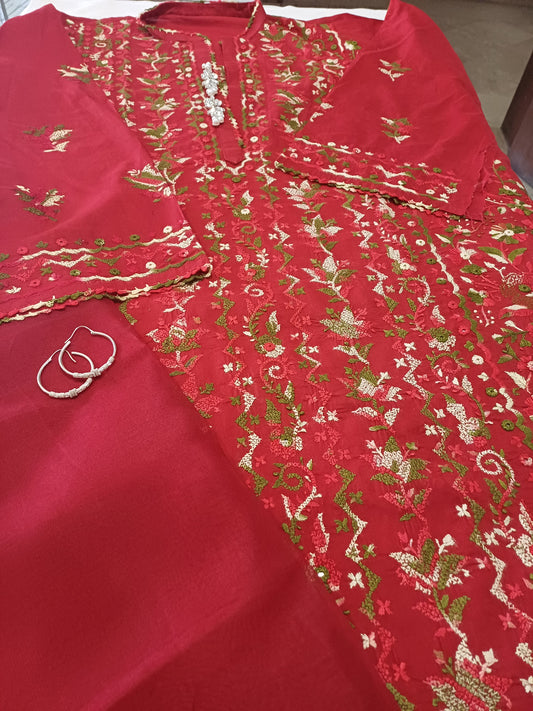 Gulaal – Red Cross Stitch & Tarkashi Kurta