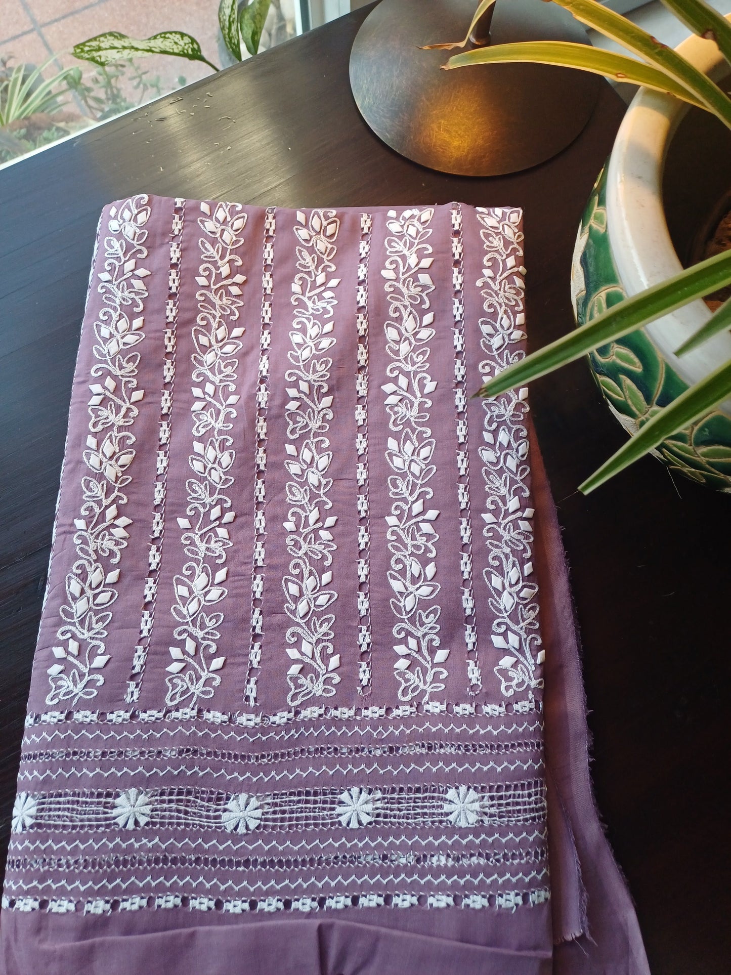 Zari Gul – Purple Kurta Fabric with Diamond Tukri & Tarkashi