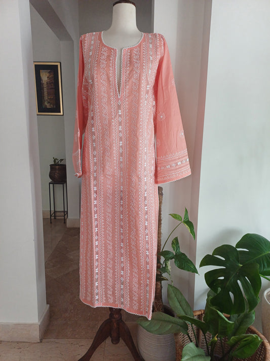 Gulnaar – Peach Shadow Work & Tarkashi Kurta