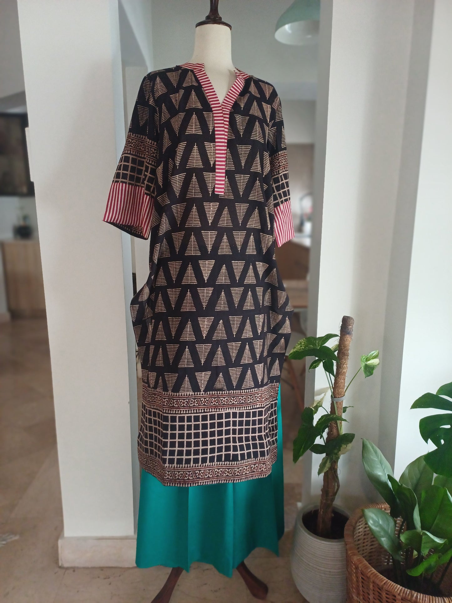 Khak Rang – Brown & Beige Block-Printed Lawn Shirt