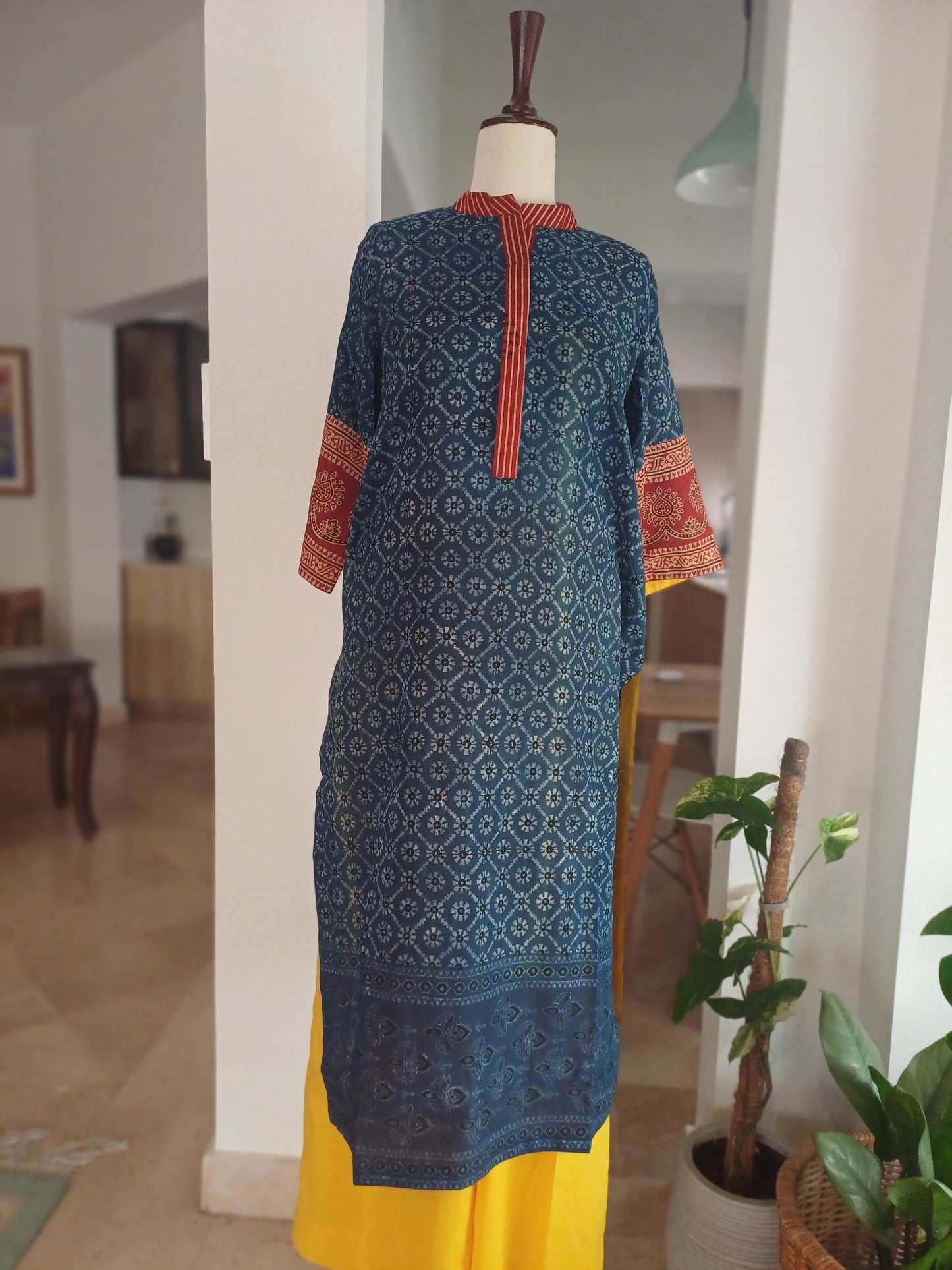 Neelkamal – Blue Block Printed Shirt on Pure Lawn