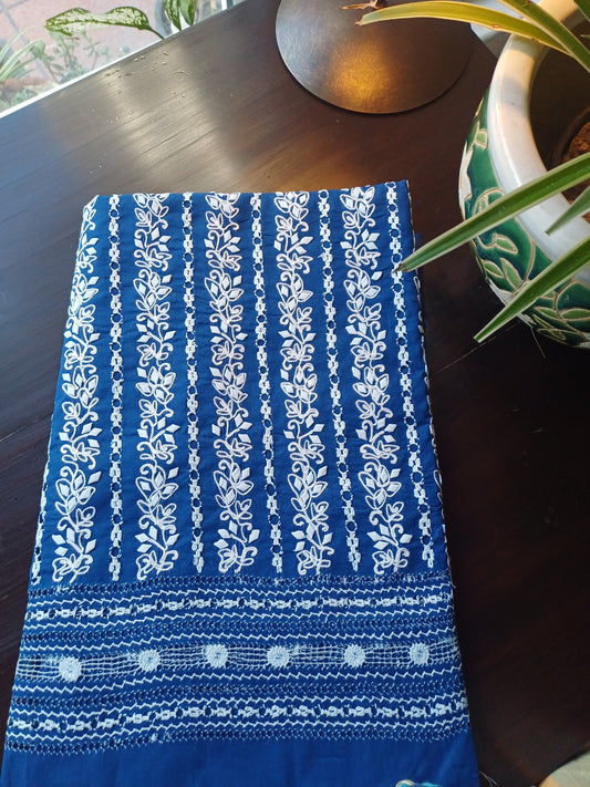 Shahi Neel – Royal Blue Kurta Fabric with Diamond Tukri & Tarkashi
